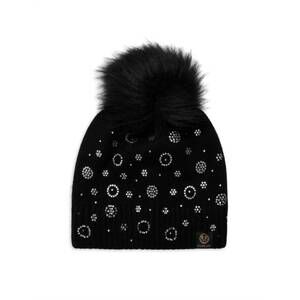 NEW FURLUX women's faux fur pom cashmere blend beanie in black
